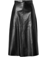Women Genuine Soft Lambskin Leather Skirt Black A-Line Skirt Casual Formal Wear - $108.35 - $132.89