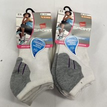 (2) Hanes Sport Women Sz5-9 Cool Comfort No Show White Socks Arch Support 3 Pair - $10.50