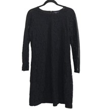 MADEWELL Womens Dress Black Long Sleeve Lace Shift Round Neck Sz 2 - £16.56 GBP
