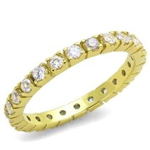 Simulated Diamond Round Cut Prong Eternity Gold Plated Wedding Band Ring Sz 5-11 - £48.15 GBP