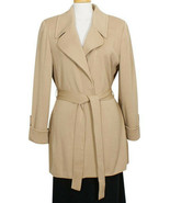 ST. JOHN Carmel Brown Belted Wool Blend Santana Knit Long Jacket Coat - $885.13 CAD