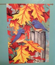 Outdoor Flag Fall Autumn Leaves and Bluebirds 28&quot; x 40&quot; by Rain or Shine... - £12.42 GBP