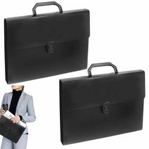 2 Pc Document Case Holder Handle Letter Size Paper Organizer Briefcase Portfolio - £30.12 GBP