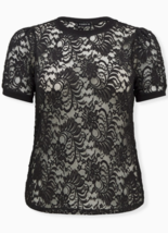 Torrid size M/L(10) sheer stretch lace puff sleeve top, NWT - £23.61 GBP