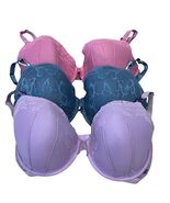 Victorias Secret 3-Pack Lined Demi Bras 38DD Purple Pink Blue Lace - $1,038.96 MXN