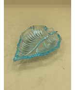 Leaf Shaped Glass Turquoise Ashtray Trinket Holder 5 1/4” - $11.57