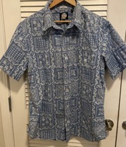 Vintage Reyn Spooner Men&#39;s Large Blue Hawaiian Aloha Shirt XL - $34.99