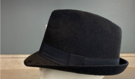 Black Brown 1826 Band Tweed Fedora size M/L Cotton/Polyester Hat - $15.83