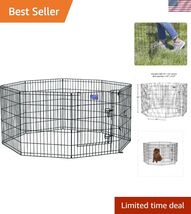 Dog Exercise Pen &amp; Playpen, 24"W x 42"H, With Door, Black - $116.53