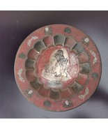 Old Antique Etched Brass Enamel Collector Plate Middle Eastern Art Wall ... - $868.42 MXN