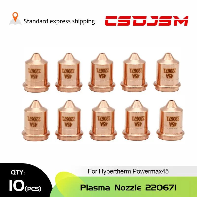 Csdjsm 10pcs 220671 plasma cutter nozzle for hypertherm powermax45 plasma torch thumb200