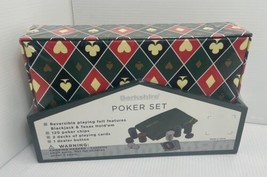 New Berkshire Poker Game Set Chips Cards Felt Mat Texas Hold &#39;Em Blackjack  - £18.30 GBP