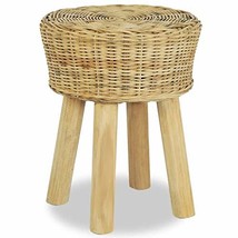 vidaXL Bar Stool Home End Sofa Counter Stool Natural Rattan Solid Teak R... - £55.38 GBP