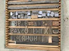  letterpress wood type characters  antique drawer  - $544.50