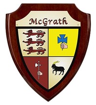 McGrath Irish Coat of Arms Shield Plaque - Rosewood Finish - $813.78 MXN