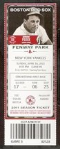 New York Yankees Boston Red Sox 2011 Full Ticket Jimmie Foxx Photo David Ortiz - £2.37 GBP