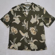 Tommy Bahama Mens Silk Shirt Medium Button Up Short Sleeve Hawaiian Floral Green - £22.19 GBP