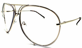 Aviator Retro Large Clear Lenses Metal Wire Frame UNI Eyeglasses Designer Posche - £13.40 GBP