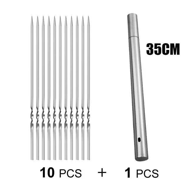 Stainless Steel Skewers Flat Barbecue Skewer BBQ Needle Stick Garden Outdoor Cam - £103.24 GBP