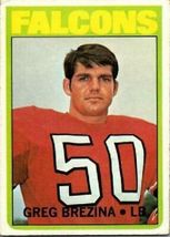 1972 Topps Greg Brezina Atlanta Falcons 196 NFL Football Sports Card, RARE Error - £127.67 GBP