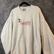Vintage Hoodie Mens 2XL XXL Hanes Ultimate Cotton Y2k Naughty Christmas Sweater - £33.29 GBP