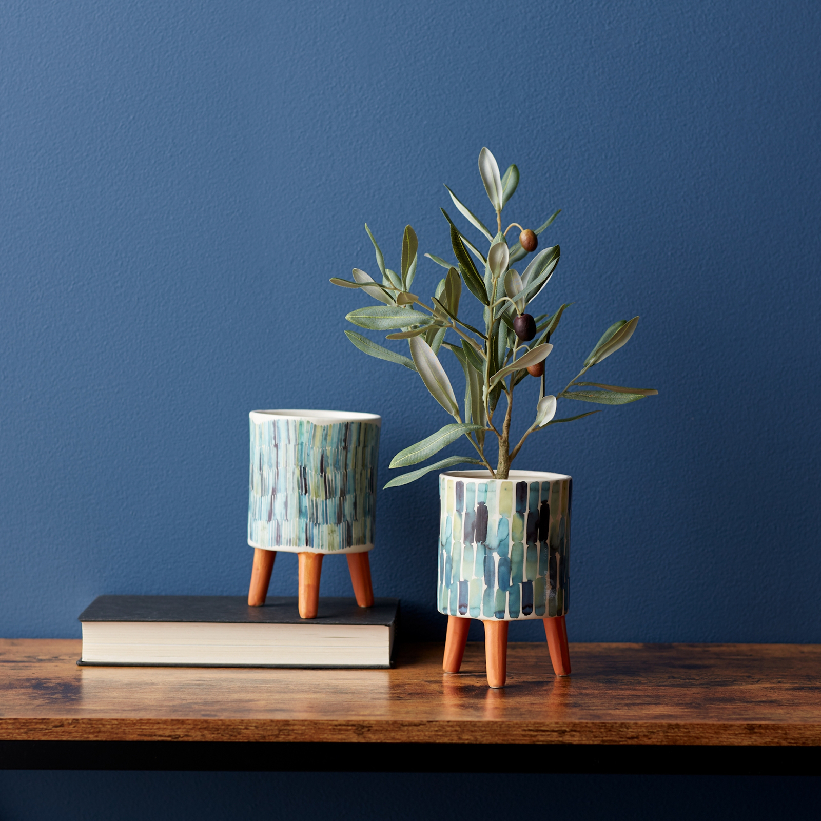 Watercolor Planter with Terra Cotta Legs (Set of 2) - $52.56