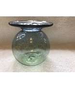 Cowdy Blown Glass Vase-3 1/2”-green On Bottom Turning Into Blue Speckles... - $30.00