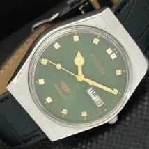 Vintage Citizen Automatic 8200 Japan Mens DAY/DATE Green Watch 587a-a308344-6 - £17.58 GBP