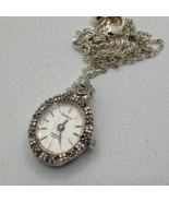 Vintage Armitron Pendant Watch Women Silver Diamonds Quartz Analog New B... - $71.77