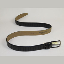 Men Black Genuine Leather Belt PIERO ROSSI Turkey Soft Full Grain #Black line image 6