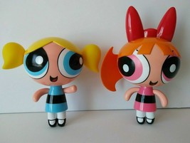 Vintage 2001 Powerpuff Girls Bubbles &amp; Blossom 5&quot; Talking Toy Figures Works Rare - £31.59 GBP