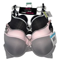 Maidenform Bra Push Up Underwire Lift Padded Bow Trim Contour TWO 2 Bras P09966 - £31.94 GBP