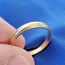 VINTAGE 14 KARAT Solid GOLD Deco Wedding Band Size 8.25 Millgrain Ring 3... - $945.25