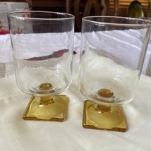 Set Of 2 Mid Century Modern  Nordic Topaz Stem Glasses by Federal Glass - £15.18 GBP