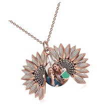 Sterling Silver Sunflower Photo Locket Necklace That for - $146.49