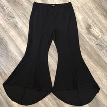 John Mark Black Crop Jersey Knit Hi Lo Pull On Trouser Pants Stretch Ruf... - $23.09