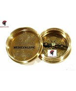 Medieval Epic 2&#39;&#39; Brass Antique Vintage Marine Poem Pocket Compass With ... - $49.60 CAD
