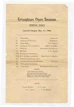 Erisophian Open Session Program Carroll Chapel 1906 Baylor University Wa... - £37.28 GBP