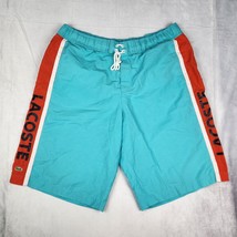 Lacoste Swim Trunks Mens Size 9 Blue Drawstring Gator Logo Hip Beach Out... - $44.54