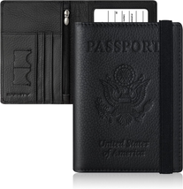 Genuine Leather Passport Holder for Men, Passport Wallet Cover with Elastic Stra - £24.05 GBP