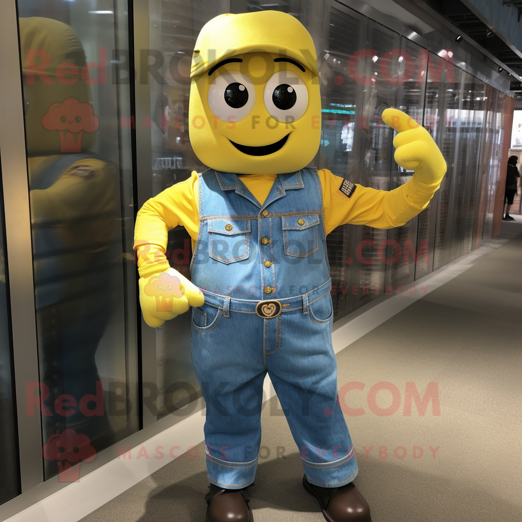 Yellow Aglet mascot costume character dressed with a Denim Shirt and Cuf... - $1,199.00