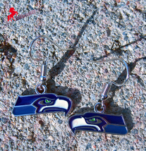 Seattle Seahawks Dangle Earrings, Sports Earrings, Football Fan Earrings - Gifts - $3.95