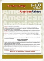 American Airlines Fokker F-100 Passenger Safety Card 56 Seat 2000 - £23.37 GBP