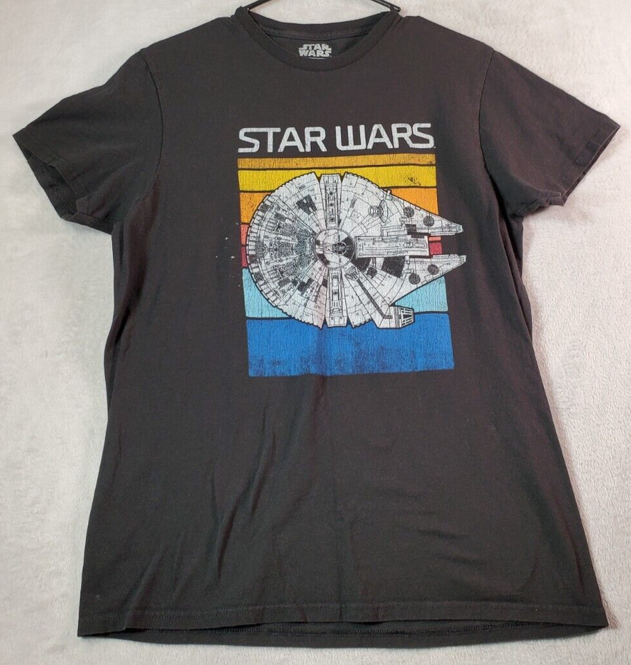 Star Wars T Shirt Unisex Medium Black 100% Cotton Logo Short Sleeve Crew... - $10.11