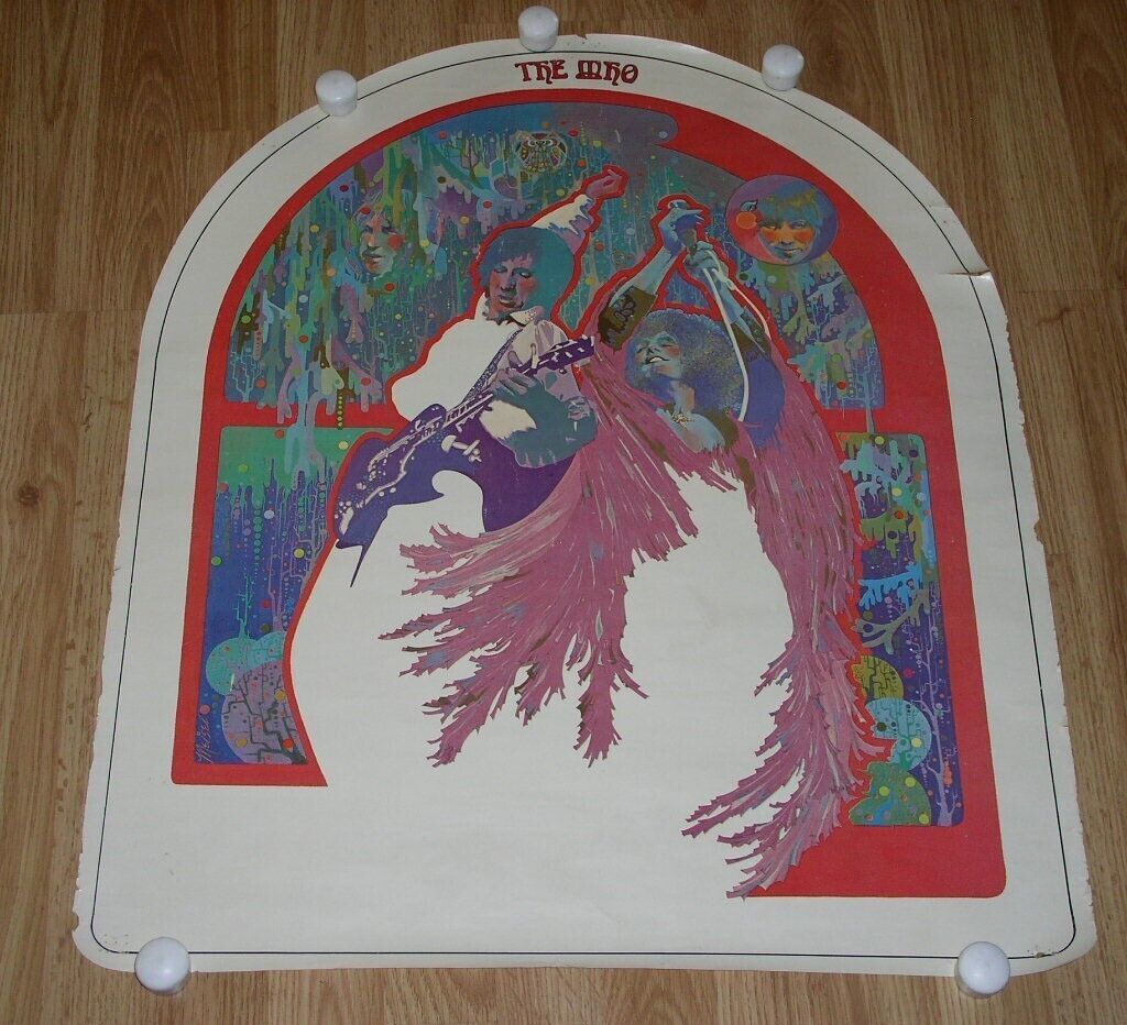 The Who Poster Vintage 1960&#39;s Die Cut Head Shop Townsend Daltrey Graphic... - $599.99