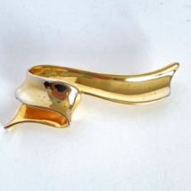 1996 Avon Golden Ribbon Polished Gold Tone Brooch Pin 3in - $12.95