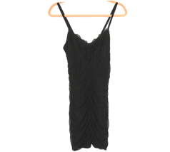 Divided H+M Black Shirred Ruched Ruffled Sleeveless Bodycon Mini Dress Size S - £11.71 GBP