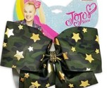 JoJo Siwa Large Cheer Hair Bow, (Green Camoflauge Black Camo Gold Stars) - £11.90 GBP