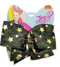 JoJo Siwa Large Cheer Hair Bow, (Green Camoflauge Black Camo Gold Stars) - £11.95 GBP