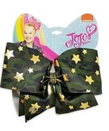 JoJo Siwa Large Cheer Hair Bow, (Green Camoflauge Black Camo Gold Stars) - £11.76 GBP